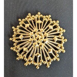 Vintage Monet Starburst Brooch Pin‎ Gold Tone Statement Jewelry Signed